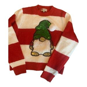 Knome Holiday Sweater Wm’s Red & Stripe. Sz M NWOT